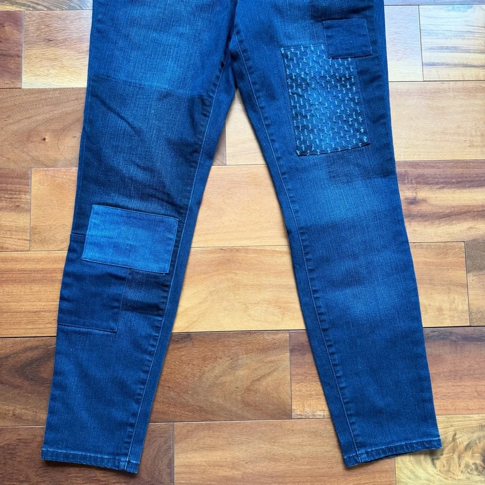 Martha Stewart Patchwork Textured Skinny Casual Jeans - Picture 4 of 10